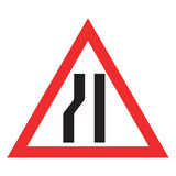 Fototapeta Łazienka - Road Narrows on the Left Side sign within a red triangle, Traffic signs vector design