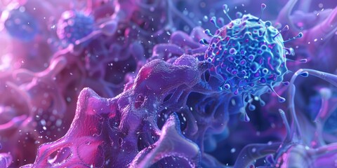 Wall Mural - A Detailed Close-Up of a Virus in a Biological Setting