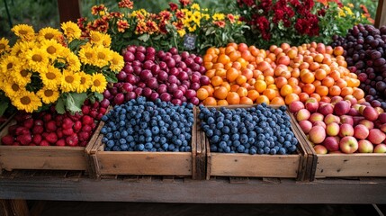 Wall Mural - Vibrant Fruit Display at a Farmers Market