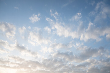 White clouds on blue sky, cloudy sky background.