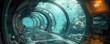 © Woranittha - Underwater research facility, glass tunnels, fish swimming outside, and control panels, 3D game design