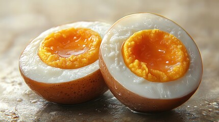 Close-up of Two Delicious Marbled Eggs