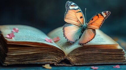 Canvas Print - Butterfly on an Open Book