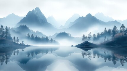 Sticker - Serene Mountain Lake Reflections