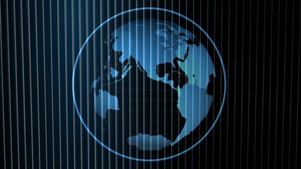 Wall Mural - Rotating globe with blue lines animation on black background