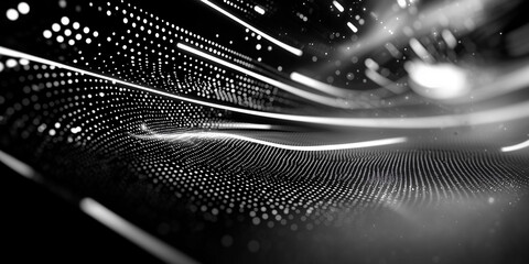 Wall Mural - Cyberpunk Technical background abstraction UI UX modern trendy design. Place for text. Lines and dots. Template poster invitation banner email header. 3D Digital art. Horizontal. Generative Ai content