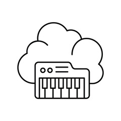 Wall Mural - piano line icon with white background vector stock illustration