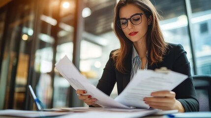 Wall Mural - Office worker reviews documents