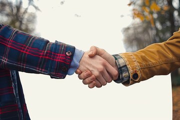 Wall Mural - Business handshake deal Agreement and greeting between a man and woman shaking hands