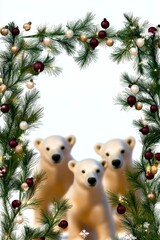 Sticker - Polar Bears and Christmas Garland