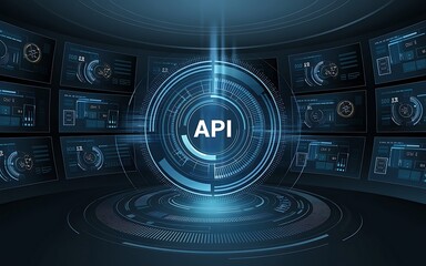 api interface: futuristic digital interface showcasing the term 