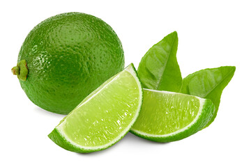 Wall Mural - green lime isolated on white background. clipping path