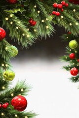 Poster - Festive Christmas Evergreen Garland with Red and Gold Baubles