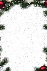 Wall Mural - Christmas Border with Pine Branches and Ornaments