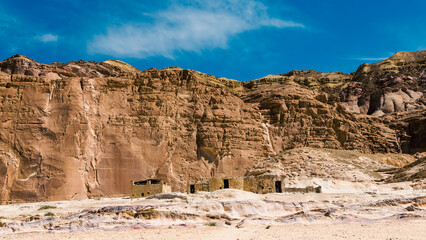 Wall Mural - dwelling bedouin in the desert among the mountains in Egypt Dahab South Sinai