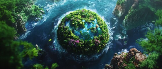 Wall Mural - Celebrate Earth Day with a stunning visual that showcases the planet's natural beauty, featuring lush landscapes, vibrant greenery, and a sense of global unity in preserving our environment