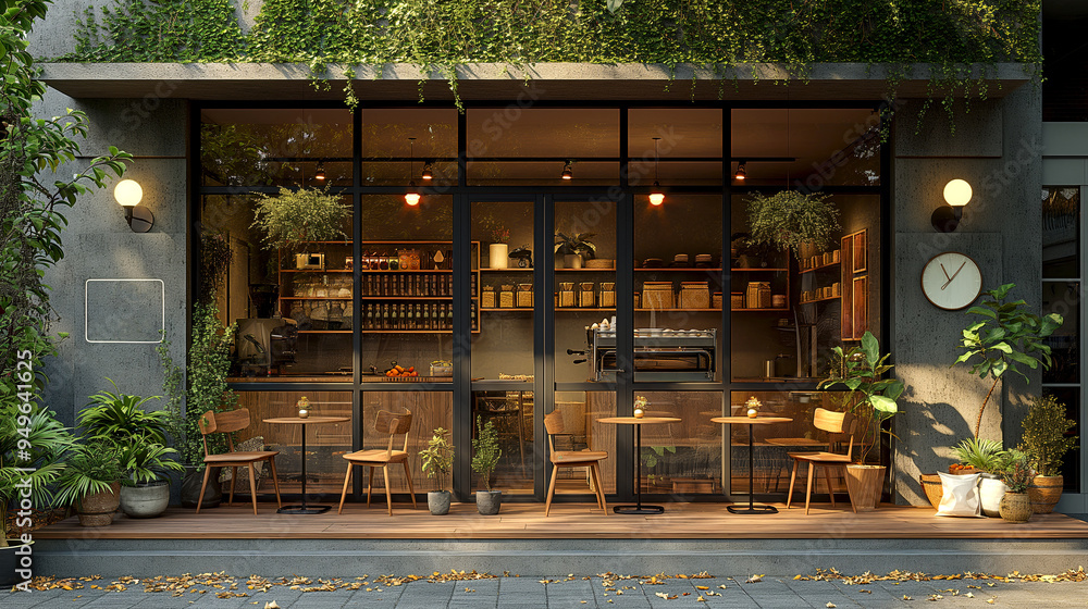 Exterior facade of cafe shop and restaurant design Scandinavian style ...