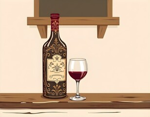 wine bottle and glass