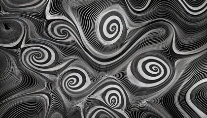 Canvas Print - black and white swirl pattern with the illusion of movement objects