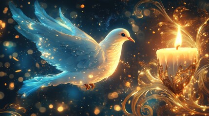 Wall Mural - Dove and Candle