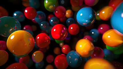 technological and futuristic background of sleek spheres on dark background