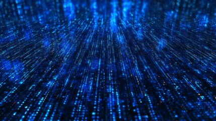 Blue digital binary data on computer screen background