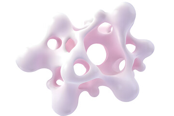 Wall Mural - white organic metaball shape 3d illustration isolated on transparent background