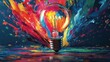 © Palung - Creative light bulb explodes with colorful paint and colors. New idea, brainstorming concept