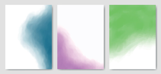 Set of three varicolored banners art, abstract headers with blot. Universal artistic templates for wallpaper poster, card, invitation, flyer, cover, banner, placard, brochure and other graphic design 