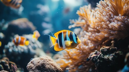 Wall Mural - Clownfish in Coral Reef