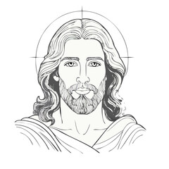  A simple line art portrait of Jesus Christ