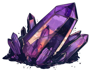 Poster - PNG Vibrant purple crystal illustration