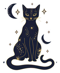 Poster - PNG Mystical cat with celestial elements