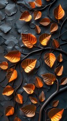 Canvas Print - 3d elegant pattern of leaves