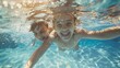 © spyrakot - Joyful Child Learning to Swim with Parent, Family Fun in Safe Swimming Pool Environment