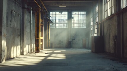 Poster - Interior industrial corridor in abandoned factory construction and architecture : Generative AI