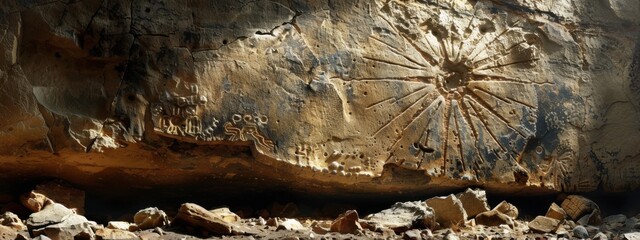 Indigenous Art Sites Aboriginal rock art in a remote desert location.