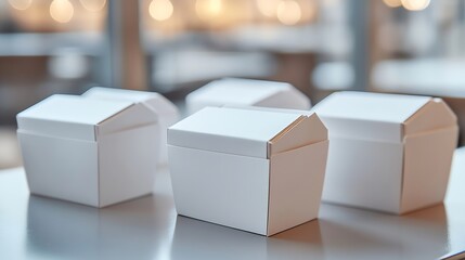 Poster - Different types of white cardboard packaging For fast food folding large and small The concept of production and design of paper products Image : Generative AI