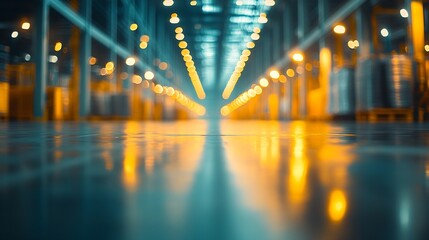 Poster - Abstract blurred factory and warehouse room background for industry : Generative AI