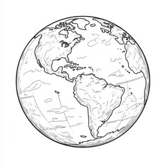 Hand Drawn Sketch of Earth Globe with Continents