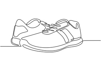 Minimalist vector illustration of running shoes in continuous line art on white background