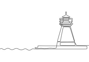 Wall Mural - Minimalist Continuous Line Drawing of a Lighthouse Vector Illustration