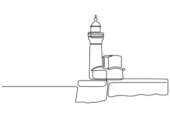 Wall Mural - Minimalist Continuous Line Drawing of a Lighthouse in Hand-Drawn Style