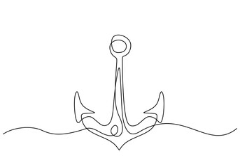 Wall Mural - Minimalist Continuous Line Drawing of an Anchor in Hand-Drawn Style