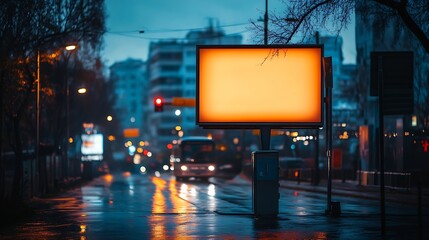 Poster - Billboard advertising mockup street and night background : Generative AI