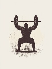 Sticker - Silhouette of a muscular figure lifting a barbell, symbolizing strength and fitness.