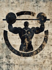 Wall Mural - A stylized silhouette of a weightlifter with a barbell, emphasizing strength and fitness.