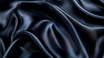 Leinwandbilder - Black gray satin dark fabric texture luxurious shiny that is abstract silk cloth panorama background with patterns soft waves blur beautiful : Generative AI