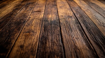 Aufkleber - Close up of rustic wooden plank floor aged by the passage of time placed in vertical format with a very marked texture : Generative AI