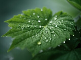 Poster - close up of waterdrop on leaf background